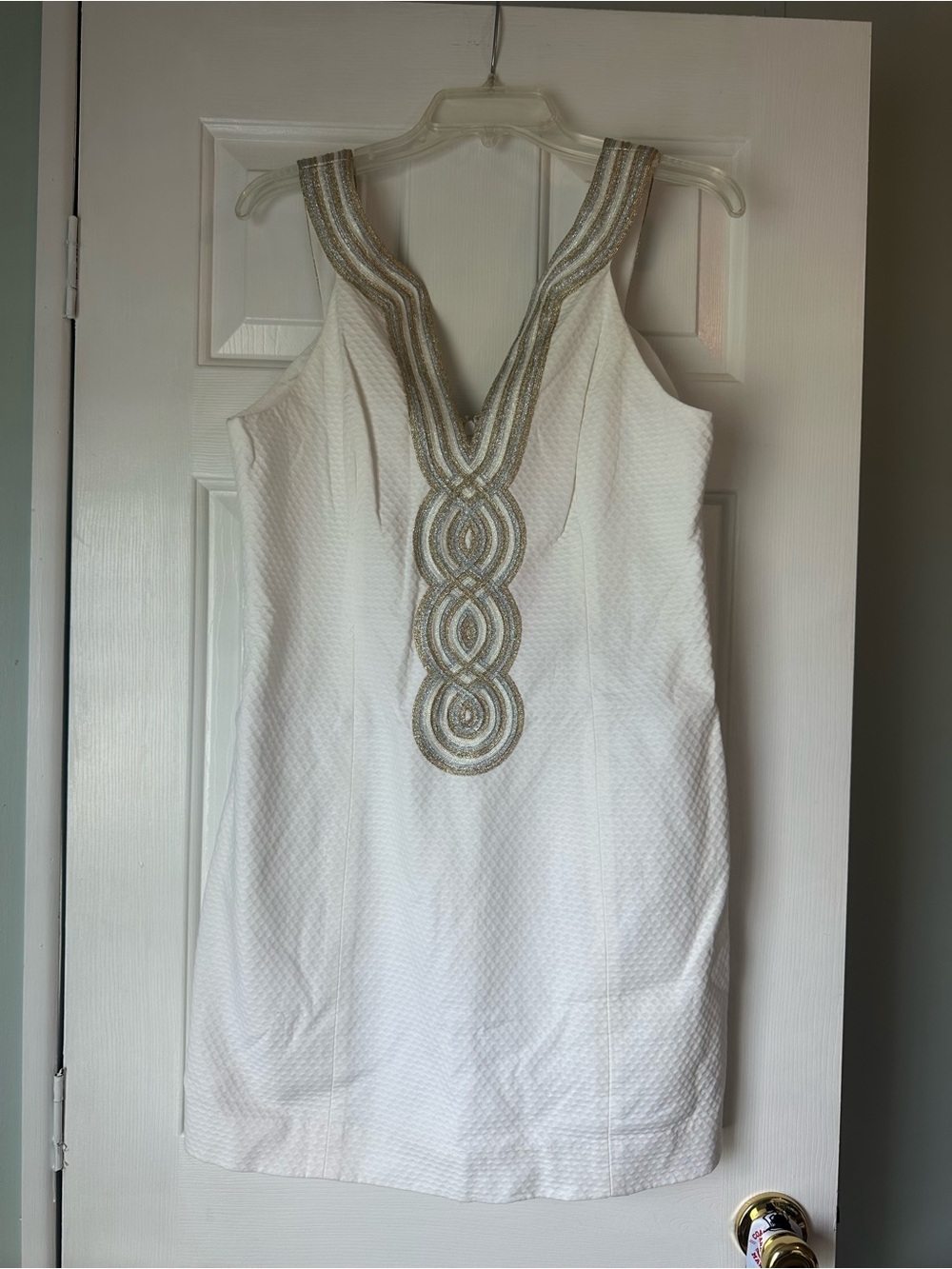 Lilly Pulitzer White Sleeveless Dress with Gold Embellishment